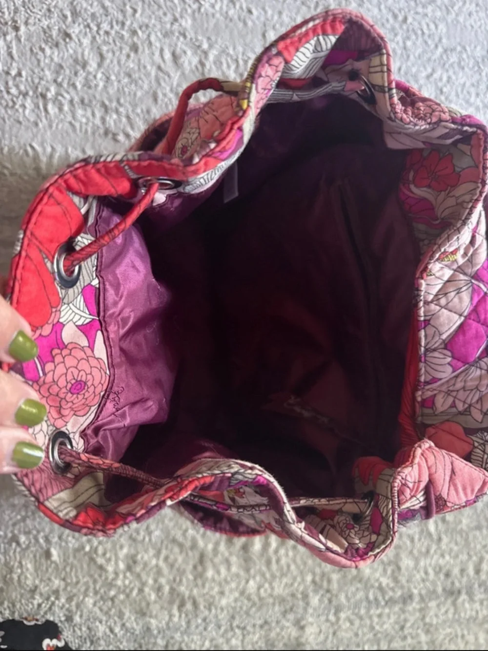 Vera Bradley Pink & Red Floral Quilted Backpack